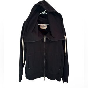 Thumb! Black Zip up Hoodie with Oversized hood